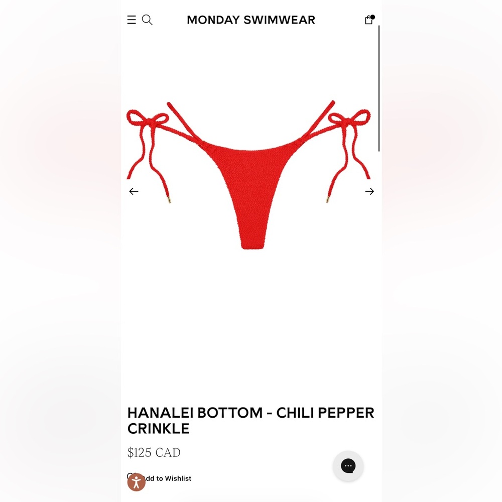 Monday Swimwear Chili Pepper Crinkle Bikini Bottom